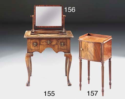 A WALNUT AND CROSSBANDED LOWBOY, EARLY 20TH CENTURY
