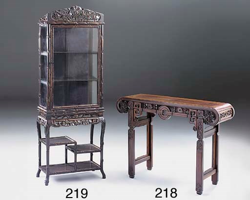 A Chinese hardwood display cabinet, 20th century