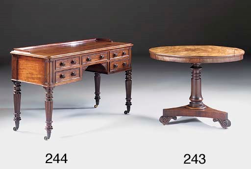 A LATE REGENCY MAHOGANY KNEEHOLE WRITING TABLE
