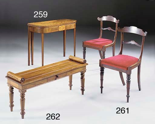 A MAHOGANY HALL BENCH, 20TH CENTURY