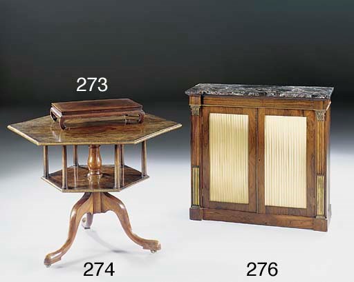 A MAHOGANY HEXAGONAL TWO TIER DUMB WAITER, 20TH CENTURY