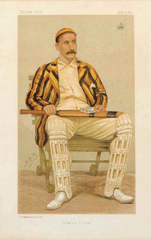 After SIR LESLIE WARD ("SPY"). Lord Hawke, chromolithograph, London: published in Vanity Fair, 24th September 1892, 16 x 11in. (40.7 x 27.9cm.), framed and glazed.