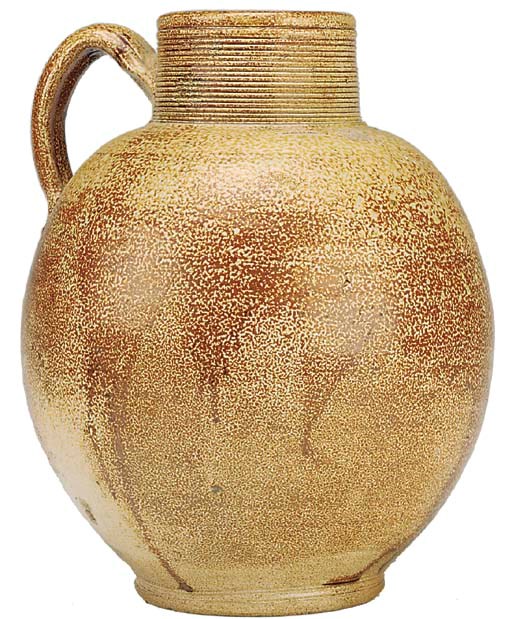 A salt glazed pottery jug, 19th century