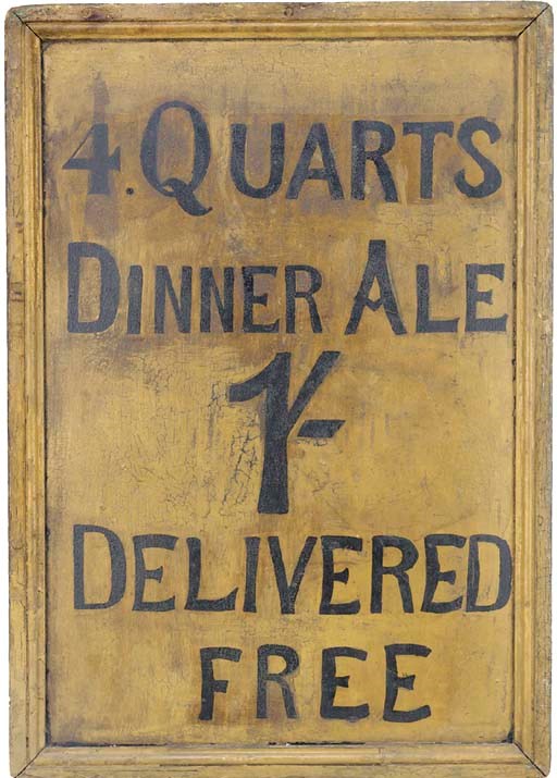A Victorian painted sheet iron and wood mounted Public House advertising board, circa 1900