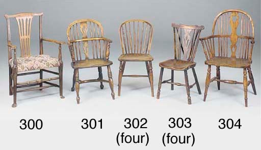 A SET OF FOUR FRUITWOOD AND ELM WINDSOR CHAIRS, THAMES VALLEY, LATE 18TH CENTURY