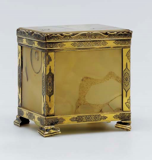 A REGENCY SILVER-GILT MOUNTED AGATE CASKET