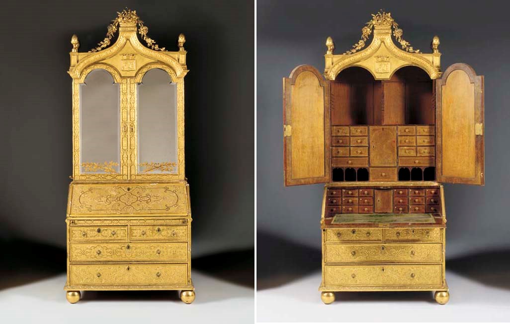 A GEORGE I GILT-GESSO BUREAU-CABINET