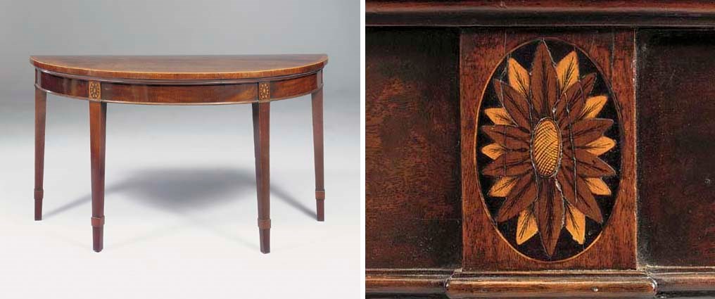 A GEORGE III MAHOGANY DEMI-LUNE SERVING-TABLE