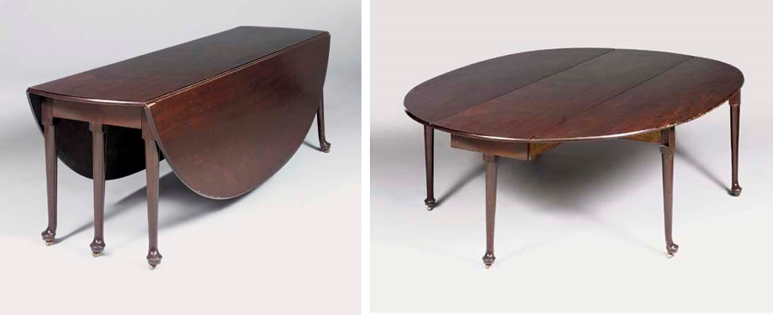 A GEORGE II MAHOGANY OVAL DROP-LEAF TABLE