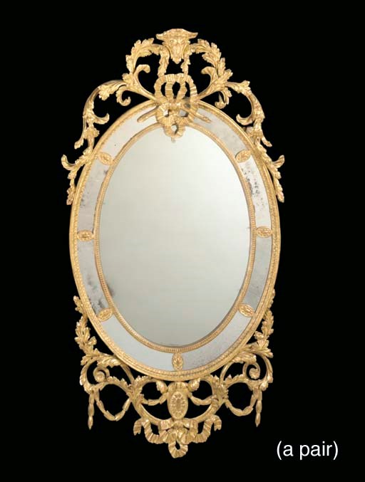 A PAIR OF GEORGE III GILTWOOD MIRRORS