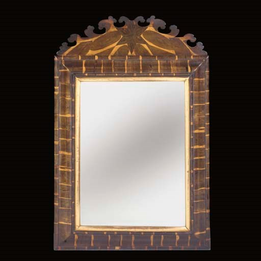 A CHARLES II OYSTER-VENEERED COCUS WOOD MIRROR