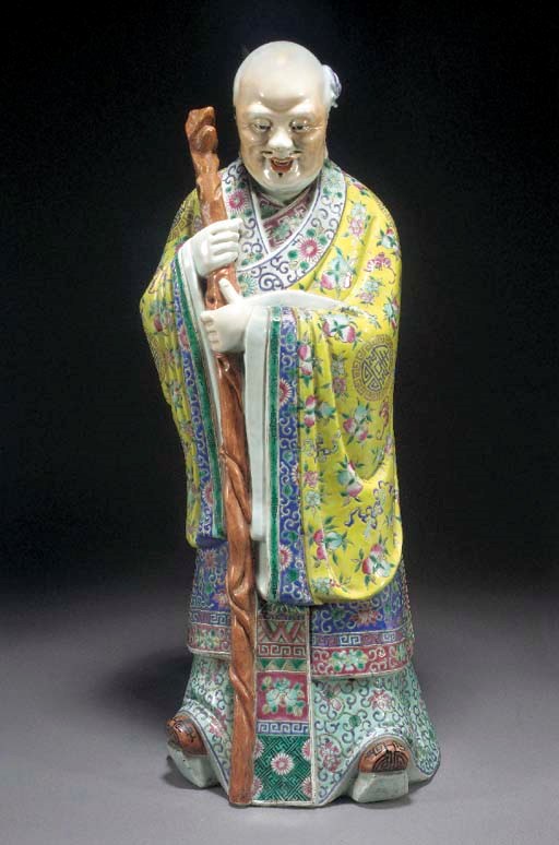 A large famille rose model of an Immortal
Late 19th early 20th century