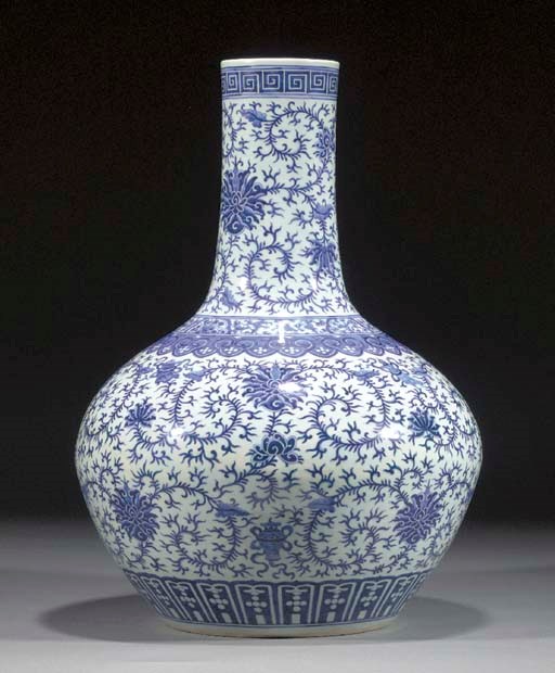 A large blue and white bottle vase
19th century