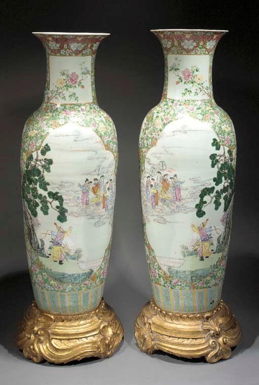 A large pair of Cantonese vases
late 19th century/early 20th Century
