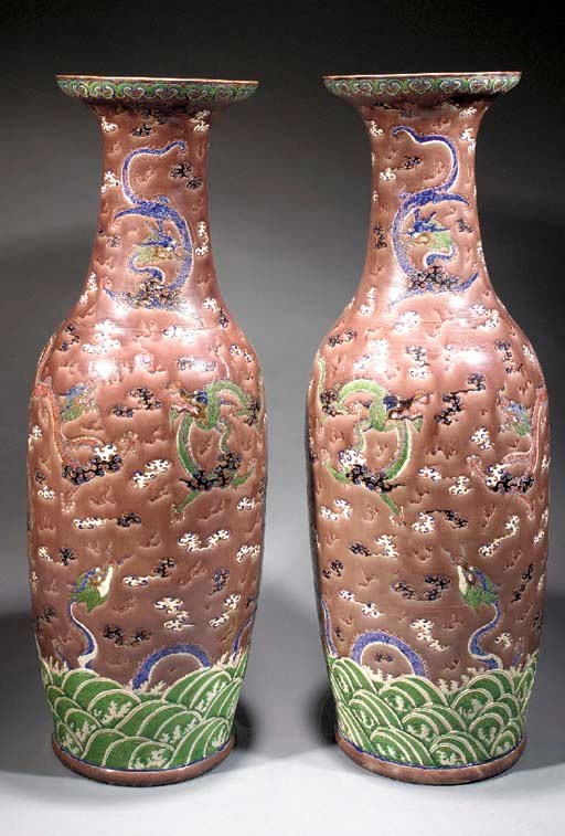 A large pair of export vases
Late 19th century