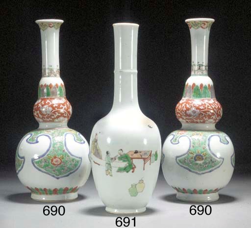 A famille verte ovoid vase with cylindrical neck
Kangxi