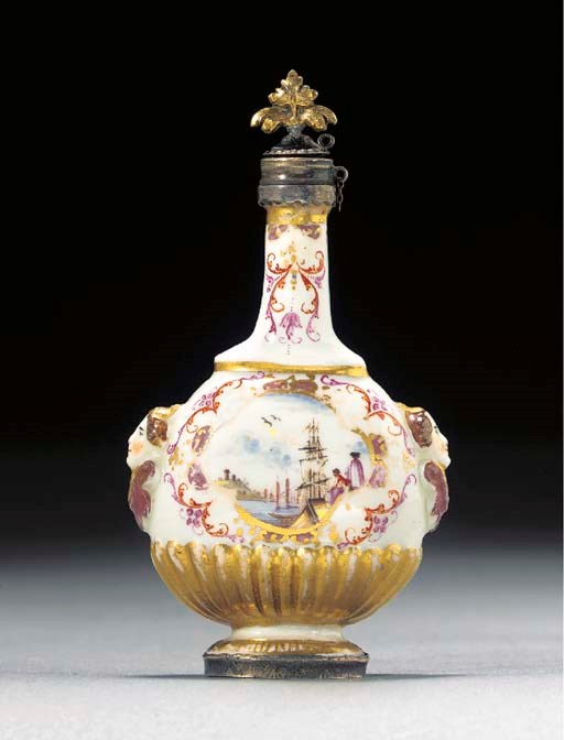 A Meissen silver-mounted scent-flask and silver stopper