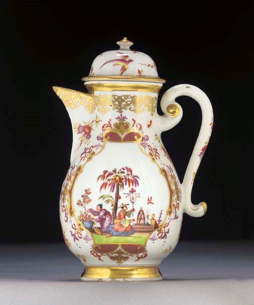 A Meissen Chinoiserie baluster coffee-pot and a cover