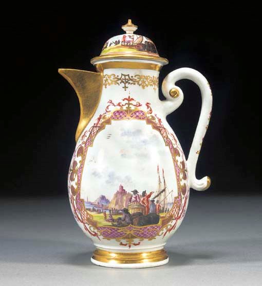 A Meissen baluster coffee-pot and a cover