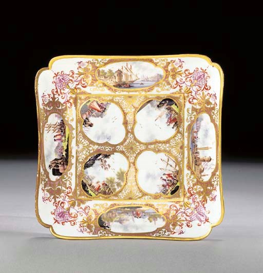 A Meissen quatrefoil bell-stand