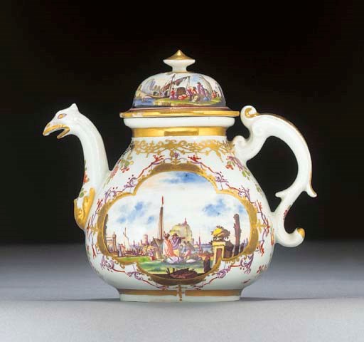 A Meissen baluster teapot and cover