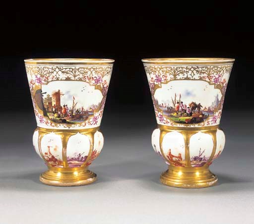 A pair of Meissen thistle-shaped pokale