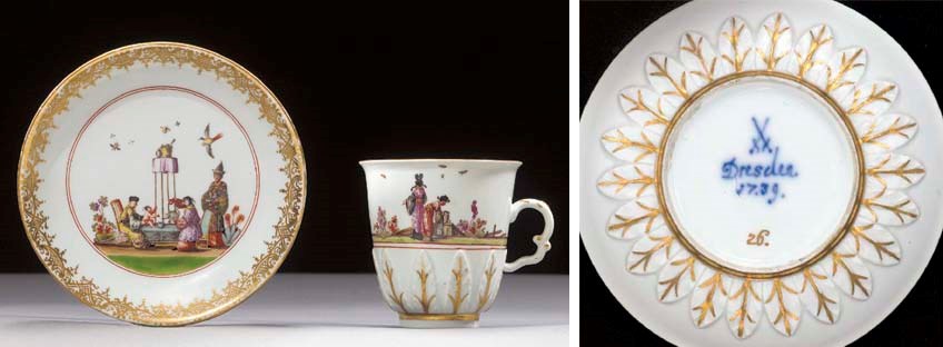 A Meissen documentary dated coffee-cup and saucer
