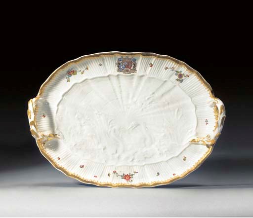 A Meissen two-handled oval dish from the Swan service