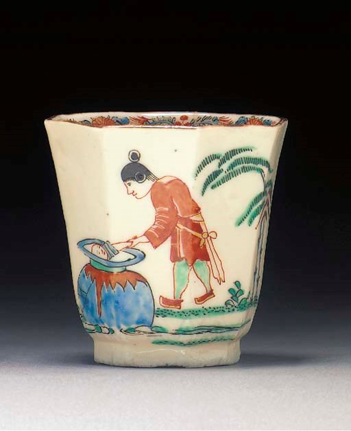 A Chinese blanc de Chine Dutch-decorated beaker
