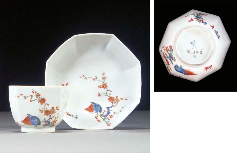 A Meissen Kakiemon octagonal teabowl and a saucer