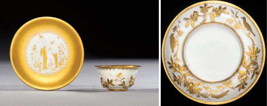 A Böttger Goldchinesen teabowl and saucer