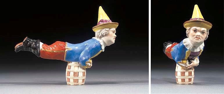 A Meissen cane-handle
