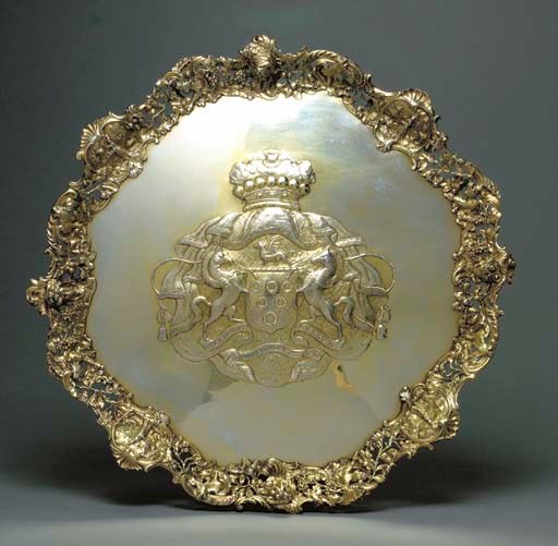 A GEORGE II SILVER-GILT SALVER