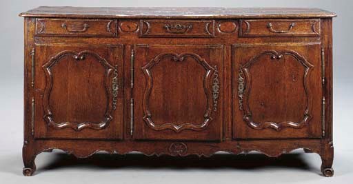 A LOUIS XV PROVINCIAL OAK BUFFET,