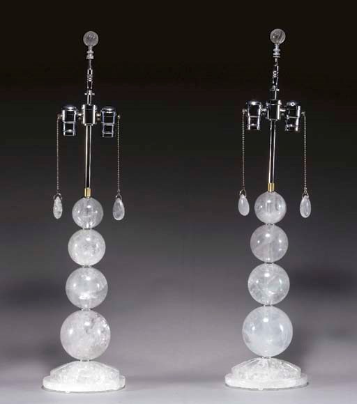 A PAIR OF ROCK CRYSTAL LAMPS,