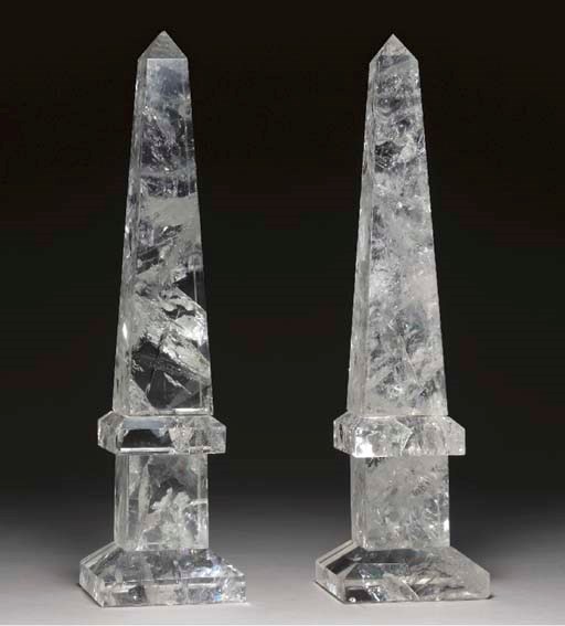 A PAIR OF ROCK CRYSTAL OBELISKS,