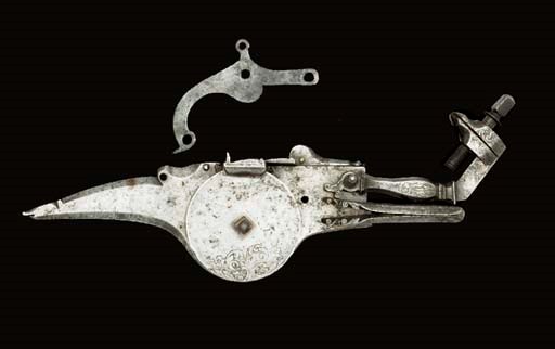 A RARE FRENCH WHEEL-LOCK MECHANISM FOR A DUCK GUN
