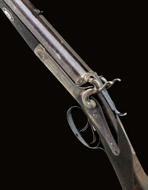 A FINE .450 (3¼IN. BLACK POWDER EXPRESS) DOUBLE-BARRELLED HAMMER RIFLE BY TIPPING & LAWDEN, NO. 1956