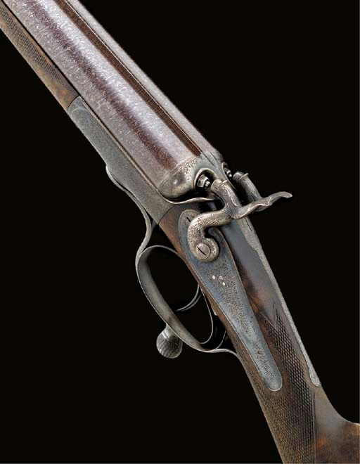 A FINE E.C. HODGES 1865 PATENT 12-BORE HAMMER GUN BY S. GRANT, NO. 3374