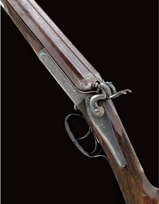 A GRANT & HODGES 1871 PATENT 12-BORE HAMMER GUN BY S. GRANT, NO. 3674