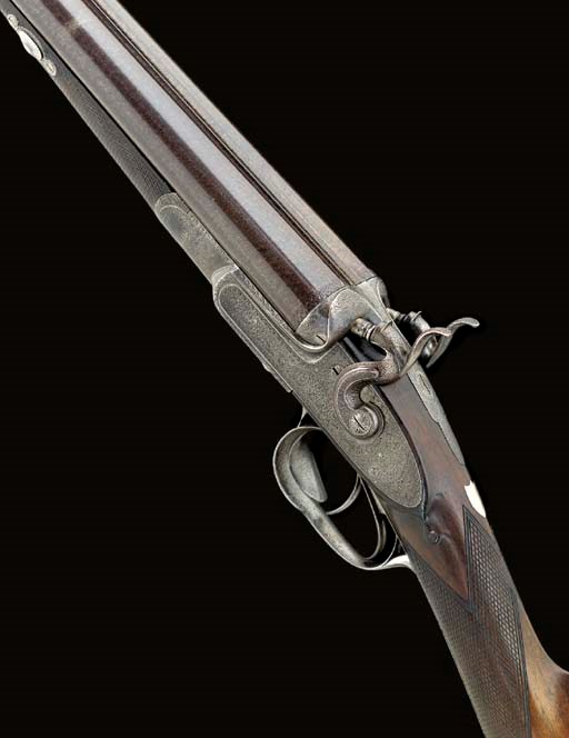 A C. GOLDEN 1868 PATENT 12-BORE SIDELOCK HAMMER GUN BY C. GOLDEN, NO. 1104