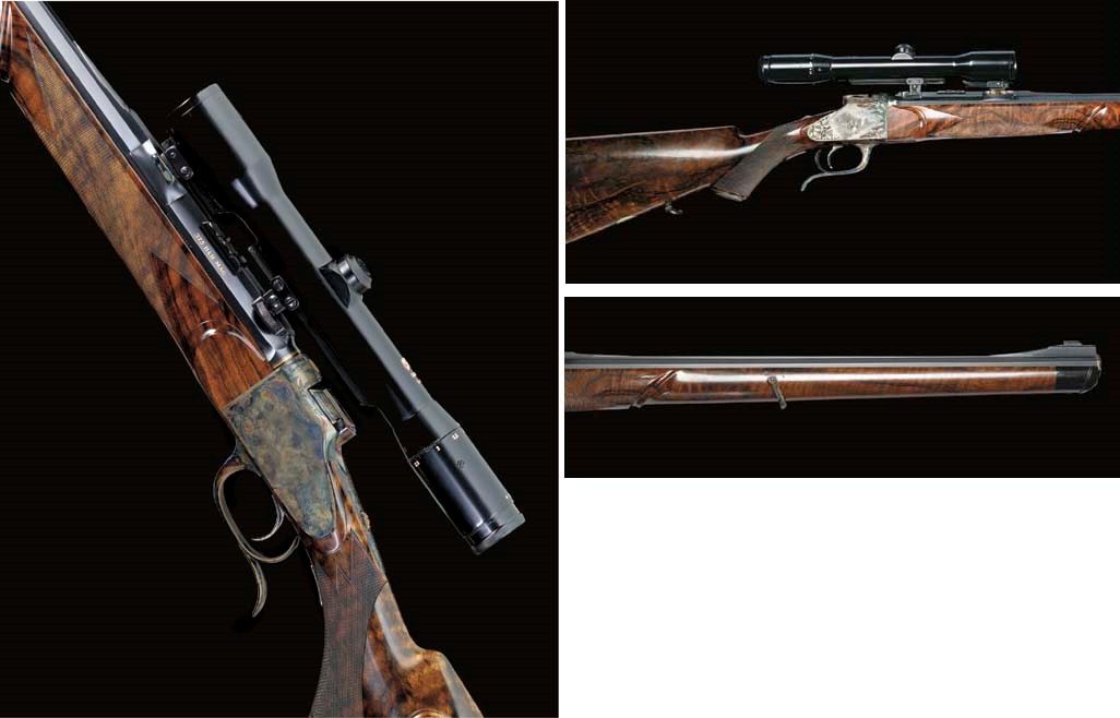 AN EXCEPTIONAL .375 (H. & H. MAGNUM) HAGN-ACTION FALLING-BLOCK SPORTING RIFLE BY HARTMANN & WEISS, NO. 91375