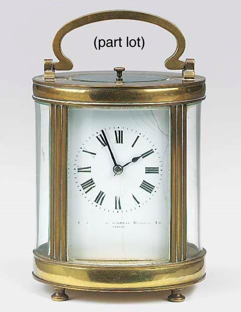 A French brass striking and repeating carriage clock, circa 1910