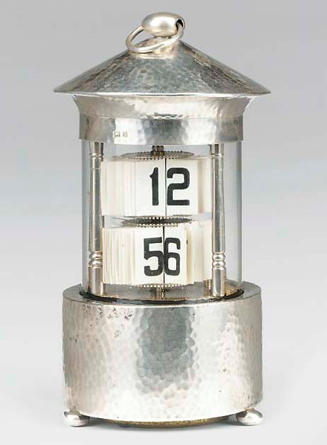 A silver and glass digital carriage timepiece, circa 1905