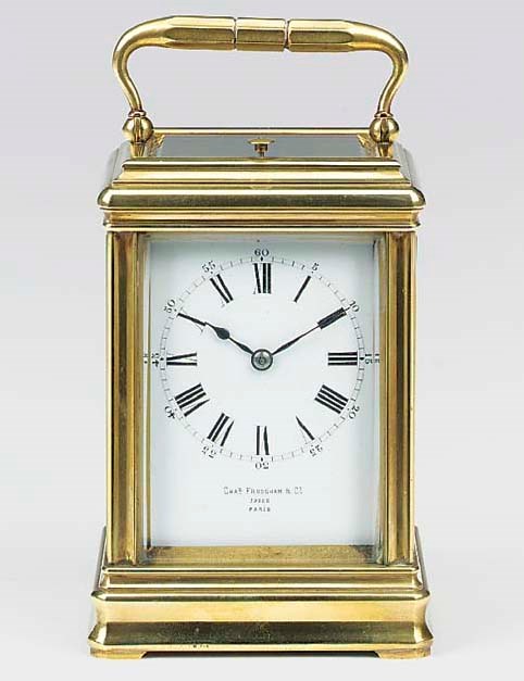 A French brass petite sonnerie carriage clock, circa 1880