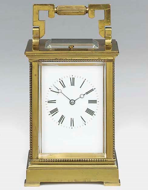 A French brass five-minute repeating carriage clock, circa 1890