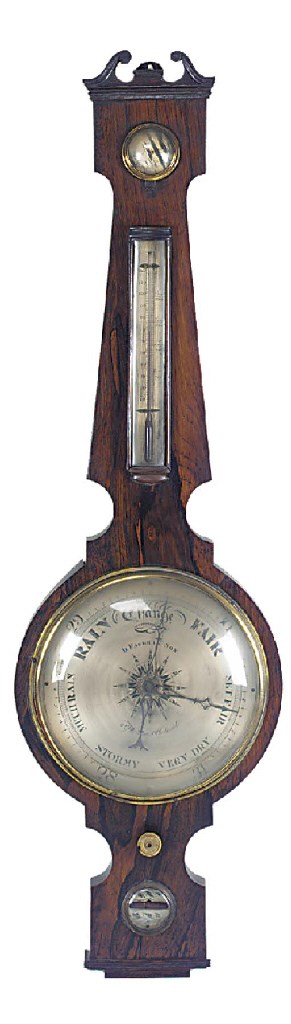 A William IV rosewood wheel barometer, circa 1835