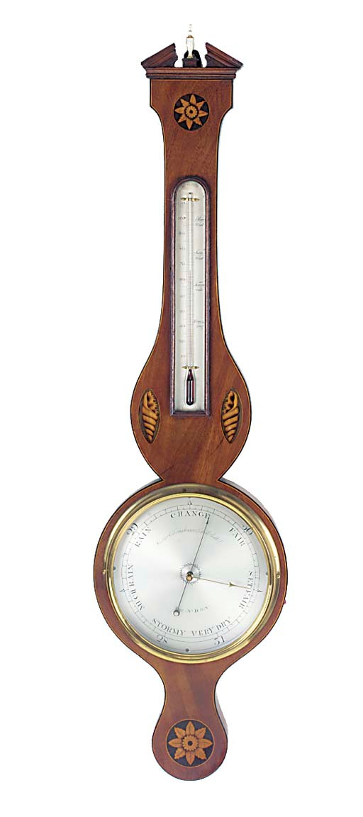 A George IV mahogany wheel barometer, circa 1825