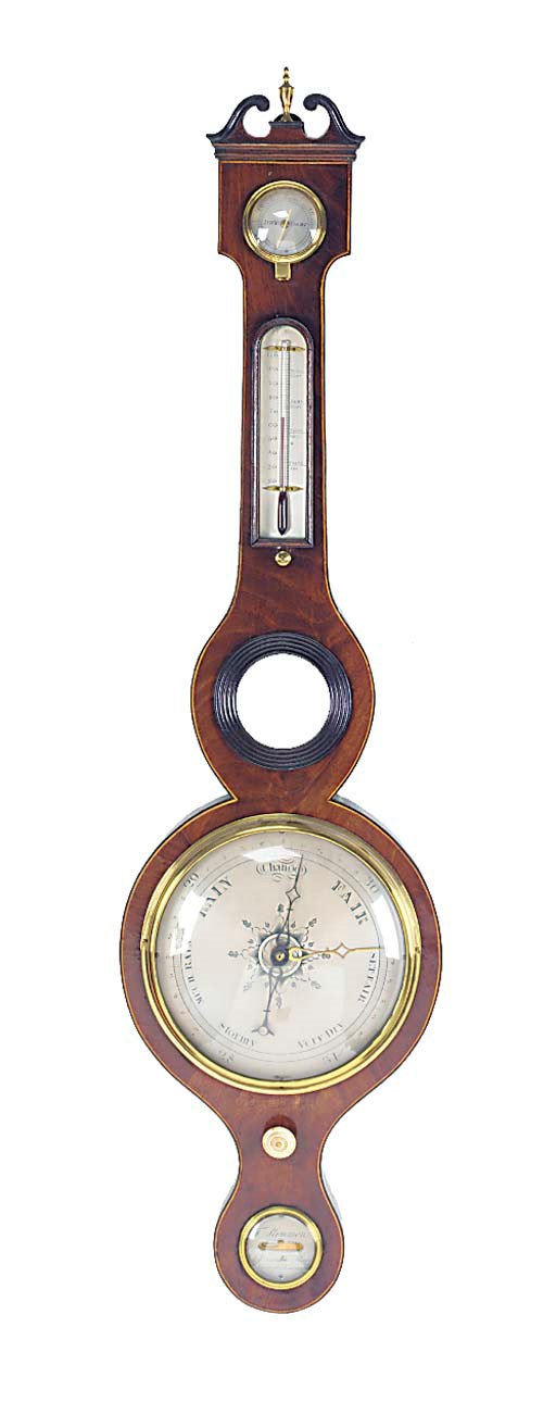 An early Victorian mahogany wheel barometer, circa 1840
