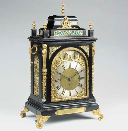 A Victorian ebonised and brass-mounted quarter-chiming Directors' clock, circa 1874